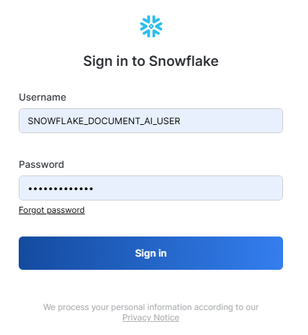 Signing into Snowflake Snowsight - Document AI - Snowflake Document AI - Snowflake Cortex - Snowflake AI - Snowflake Arctic - AI document processing - Unstructured Data - Unstructured Data Processing - Snowflake Stage - Snowflake Internal Stage - Snowflake Task - Snowflake Stream