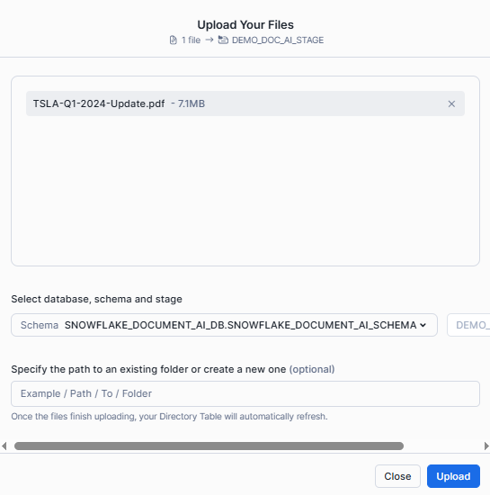 Uploading New Documents to Snowflake Internal Stage - Document AI - Snowflake Document AI - Snowflake Cortex - Snowflake AI - Snowflake Arctic - AI document processing - Unstructured Data - Unstructured Data Processing - Snowflake Stage - Snowflake Internal Stage - Snowflake Task - Snowflake Stream