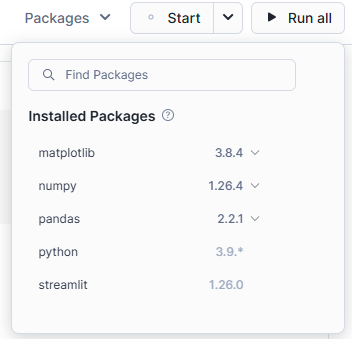 Adding necessary Python packages in Snowflake Notebooks - Snowflake Notebooks - Snowflake Streamlit - Snowflake Snowpark - Snowpark Python - Data Visualization - Pandas Dataframe - Python API - Data Exploration