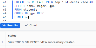 Creating Snowflake View to Display Top 3 Students by GPA - Snowflake Views - Snowflake CREATE VIEW - Create View in Snowflake - Create a View in Snowflake - View in Snowflake - Snowflake Materialized View - Snowflake Secure Views