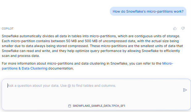 Querying about General SQL and Snowflake Concepts in Snowflake Copilot - Snowflake Copilot - Snowflake Cortex - Snowflake SQL - Snowflake Worksheet - SQL Worksheets - Snowflake Notebooks