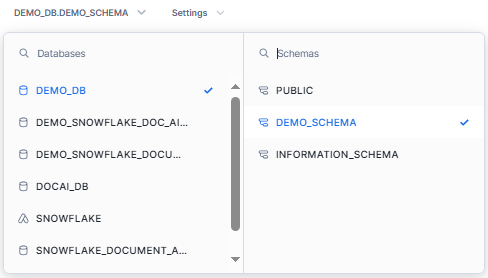 Selecting the appropriate Snowflake Database and Schema - Snowflake Copilot - Snowflake Cortex - Snowflake SQL - Snowflake Worksheet - SQL Worksheets - Snowflake Notebooks