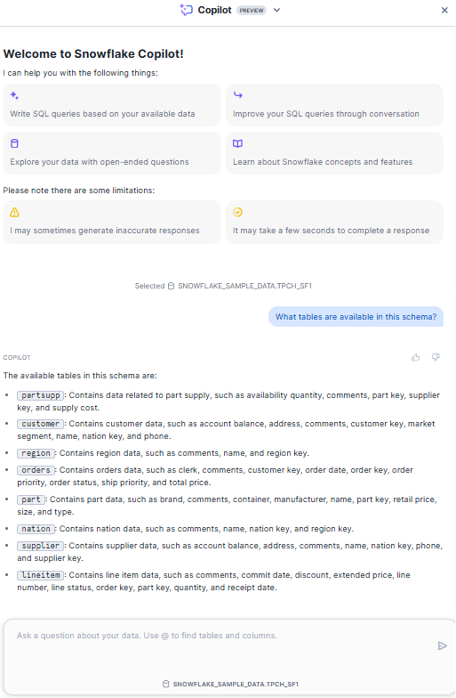 Entering Query in Snowflake Copilot - Snowflake Copilot - Snowflake Cortex - Snowflake SQL - Snowflake Worksheet - SQL Worksheets - Snowflake Notebooks