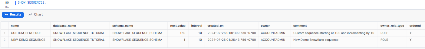 Verifying Snowflake Sequence using SHOW SEQUENCES - Snowflake Sequence - Snowflake CREATE SEQUENCE - Create Sequence in Snowflake - Snowflake IDENTITY - Snowflake AUTOINCREMENT - Snowflake NEXTVAL