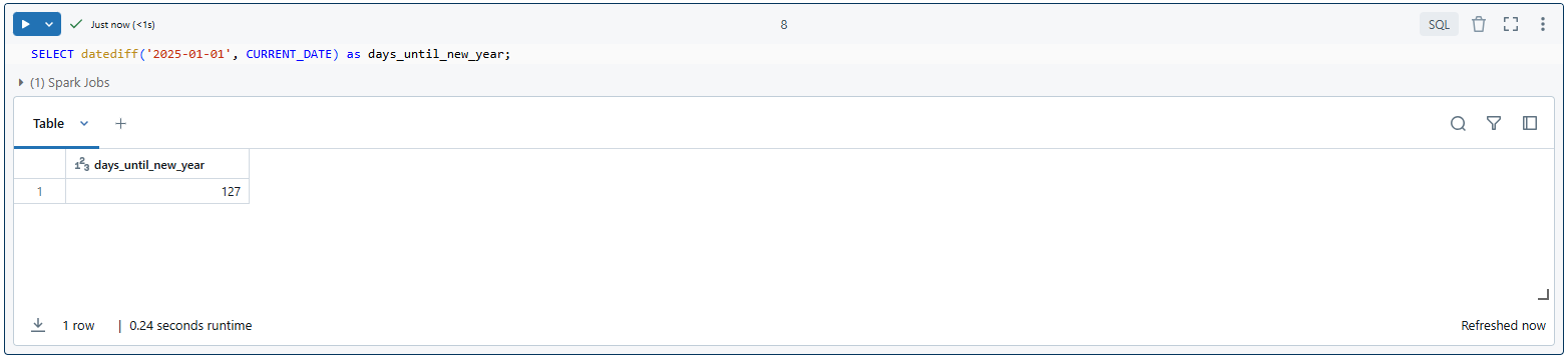 Calculate the number of days until the next New Year using Databricks DATEDIFF - DATEDIFF - Databricks DATEDIFF - DATEDIFF in Databricks