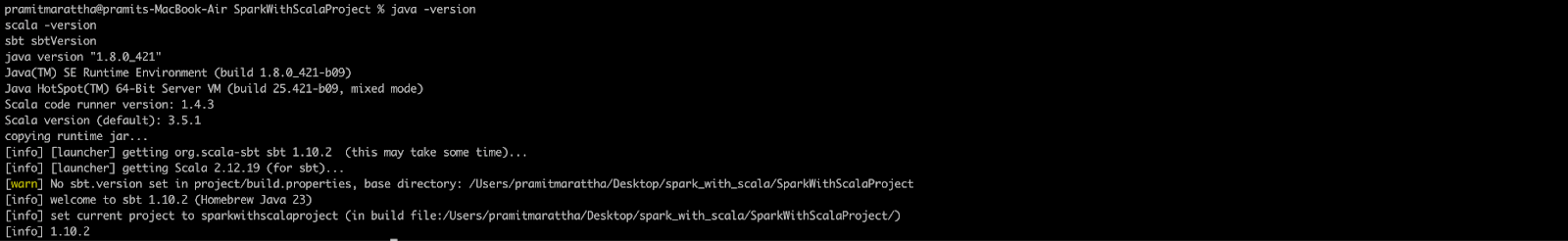 Verifying Java, Scala and sbt installations - Apache Spark With Scala - Spark With Scala - Spark and Scala - Spark Scala Tutorial - Spark on Scala - Spark Architecture - Apache Spark Architecture - Spark Scala Architecture - Installing Apache Spark - Installing Spark on Mac - Installing Spark on Windows - Installing Spark on Linux - Scala Build Tool - SBT for Scala - SBT build - Data Analysis With Scala