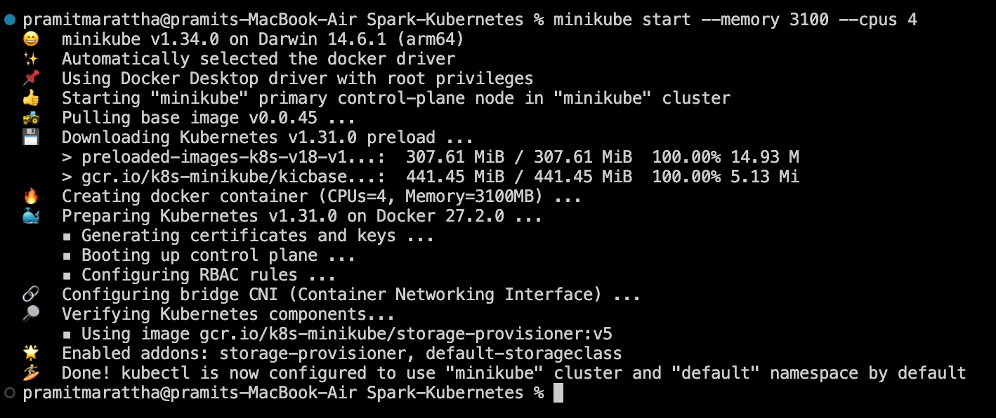 Starting Minicube by allocating enough resources  - Kubernetes - k8s - Apache Spark - Spark on Kubernetes - Apache Spark on Kubernetes - Spark on k8s - Spark Kubernetes Architecture - Spark Kubernetes Autoscaling - Spark with Kubernetes - deploy Spark on Kubernetes - Container orchestration