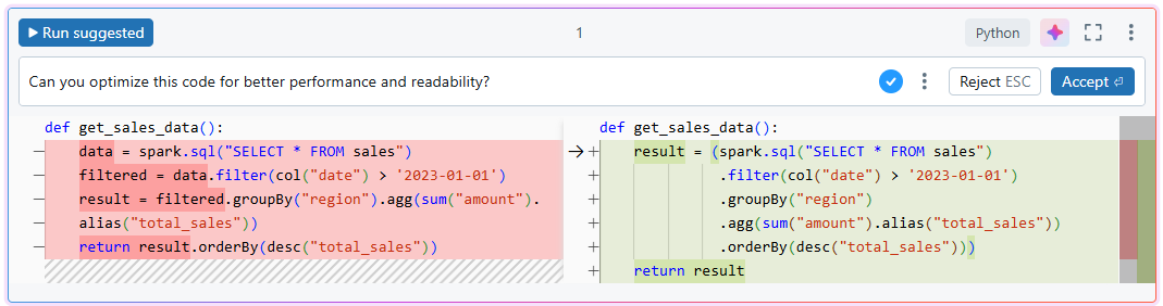 Refactoring and optimizing code using Databricks Assistant - Databricks Assistant - Unity Catalog - Databricks Unity Catalog - Databricks SQL Editor - Databricks Notebooks - AI Assistant - AI in Programming - AI Code Generation - Data Visualizations - Natural Language Processing - Natural Language Analysis - Databricks Workspace - Databricks Dashboard