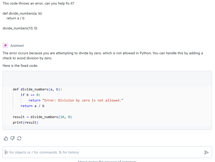 Diagnosing and Fixing Code Errors using Databricks Assistant - Unity Catalog - Databricks Unity Catalog - DatabricksIQ - Databricks SQL Editor - Databricks Notebooks - AI Assistant - AI in Programming - AI Code Generation - Data Visualizations - Natural Language Processing - Natural Language Analysis - Databricks Workspace - Databricks Dashboard