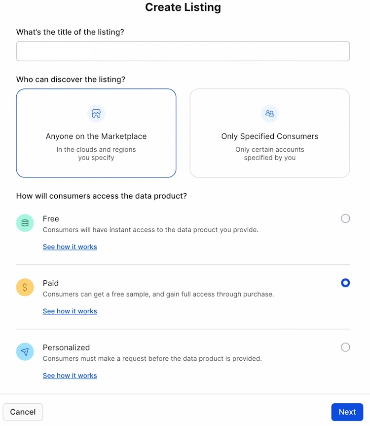 Creating a paid private listing for only specified consumers - Snowflake Marketplace - Snowflake Data Marketplace - Snowflake Native Apps - Snowflake App Marketplace - Snowflake Data Cloud - Snowflake Integration - Snowflake Data Share - Data Monetization - Data Monetization Strategies - Data Democratization - Data Collaboration - Data Sharing Platform - Data Providers - Snowflake Data Providers - Secure Data Exchange - Data Consumers - Data Products - Snowflake Native App Framework - Free Datasets - AWS PrivateLink - Azure Private Link - GCP Private Service Connect - Marketplace Listings - Paid Listings - Free Listings - Business Intelligence Tools