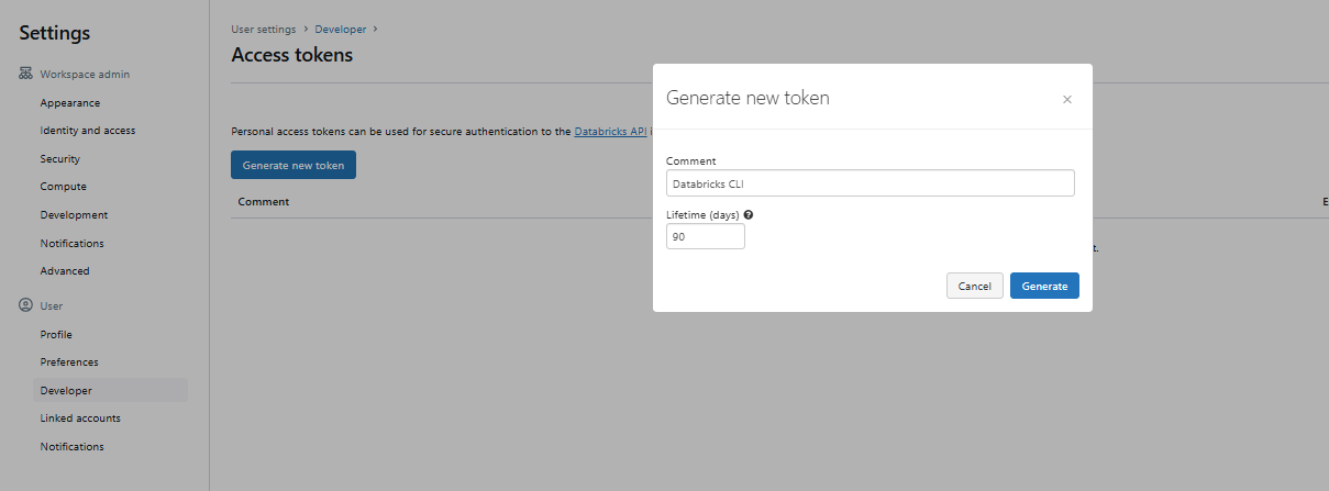 Generating a new Personal Access Token - Databricks Download File From DBFS - Download File From DBFS - DBFS - Databricks DBFS - Databricks File System - Databricks CLI - Databricks Notebooks - Databricks Filestore - Databricks REST API - DBFS Filestore - FileStore in Databricks - Databricks Workspace - DBFS Root - DBFS Mounts - Databricks Unity Catalog - Unity Catalog Volume - DBFS REST API - Databricks Display - Databricks Display Function - Databricks Display DataFrame - Databricks Display Options - Databricks Workspace URL - Databricks URL - Local Machine - Local Filesystem