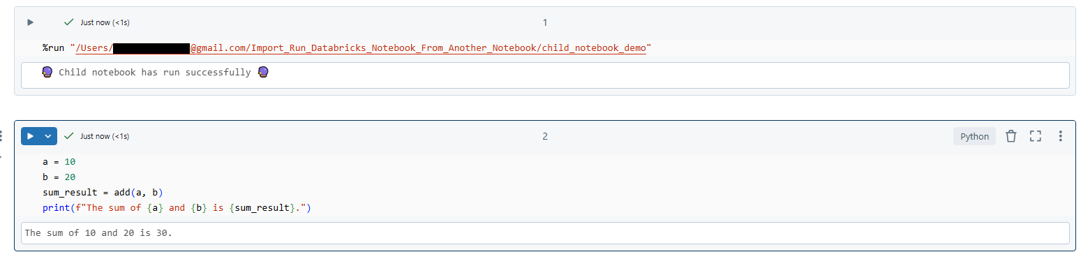 Executing and running the Databricks Notebook cell - Databricks Notebook - What is Databricks Notebook - Run Databricks Notebook From Another Notebook - Databricks run Command - Databricks Notebook run shell command - dbutils notebook run - dbutils notebook - Databricks Import Function from Another Notebook - Databricks Import from Another Notebook - Call Another Notebook in Databricks - Python Notebook - Databricks Python Notebook - Databricks Pass Parameters to Notebook - Databricks Parameters Notebook - Import Notebook - Databricks Import Notebook - Notebook Export - Databricks Export Notebook - Code Modularization - Databricks Python - Databricks Jobs - Databricks Library - Databricks Widget - Databricks Runtime - Databricks Workspace - Databricks Notebook Example