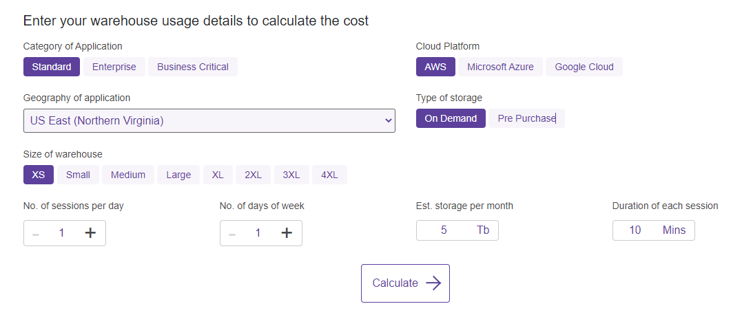 Ideas2ITs' Snowflake Cost Calculator - Snowflake cost estimator