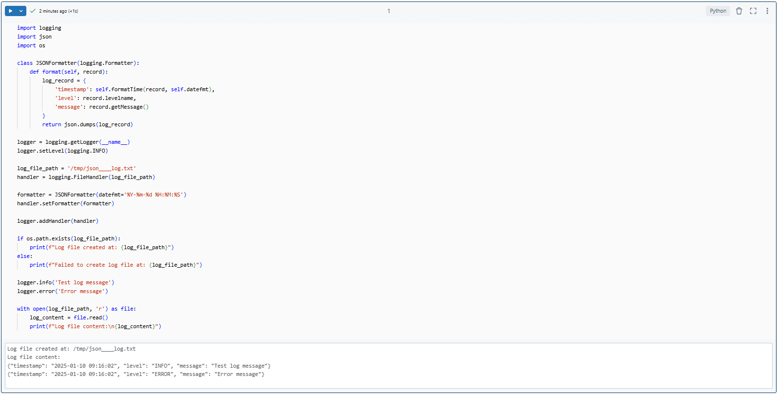 Databricks logging using JSON format - Databricks Logging - Logging in Databricks - Databricks Notebook Logging - Logging in Databricks Notebook - Logging Best Practices - Databricks Logging Best Practices - Databricks Logging Python - Databricks Notebook - Databricks Logger - Databricks Monitoring - DBFS - Databricks DBFS - Centralized Logging - Structured Logging - Audit Logs - Databricks Audit Logging - Audit Logs Databricks - Log Storage - Python Logging - Python Logging Module