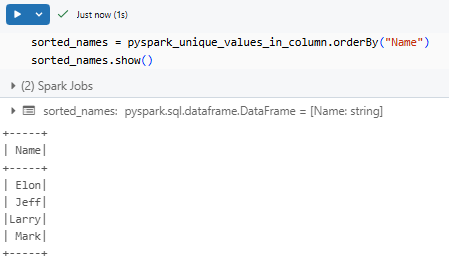 Sorting unique values in a column - PySpark - PySpark DataFrame - Create PySpark DataFrame - Databricks PySpark - PySpark in Databricks - Databricks and PySpark - PySpark Unique - PySpark Unique Values in Column - PySpark Get Unique Values in Column - PySpark Distinct - PySpark Distinct Values - PySpark Example - PySpark Count Unique - PySpark Count Unique Values in Column - PySpark Count Distinct - PySpark Count Distinct Values in Column - Count Distinct PySpark - Distinct Values - Distinct Values PySpark - PySpark Count Distinct Values - Unique Values - Unique Values Access - Unique Values DataFrame - Unique Values Pandas - Unique Values in a Column - Unique Values in PySpark - Unique Values PySpark - PySpark collect - collect PySpark - collect in PySpark - PySpark show - PySpark groupBy - PySpark orderBy - PySpark count - PySpark dropDuplicates - PySpark to Pandas - Pandas to PySpark DataFrame - Pandas DataFrame to PySpark DataFrame - PySpark DataFrame to Pandas - Pandas Distinct Values - Pandas Distinct Values in Column - Distinct Values Pandas - PySpark Architecture - PySpark Architecture Diagram - Databricks Compute - Databricks Notebook