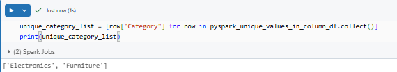 Converting PySpark unique values into list - PySpark - PySpark DataFrame - Create PySpark DataFrame - Databricks PySpark - PySpark in Databricks - Databricks and PySpark - PySpark Unique - PySpark Unique Values in Column - PySpark Get Unique Values in Column - PySpark Distinct - PySpark Distinct Values - PySpark Example - PySpark Count Unique - PySpark Count Unique Values in Column - PySpark Count Distinct - PySpark Count Distinct Values in Column - Count Distinct PySpark - Distinct Values - Distinct Values PySpark - PySpark Count Distinct Values - Unique Values - Unique Values Access - Unique Values DataFrame - Unique Values Pandas - Unique Values in a Column - Unique Values in PySpark - Unique Values PySpark - PySpark collect - collect PySpark - collect in PySpark - PySpark show - PySpark groupBy - PySpark orderBy - PySpark count - PySpark dropDuplicates - PySpark to Pandas - Pandas to PySpark DataFrame - Pandas DataFrame to PySpark DataFrame - PySpark DataFrame to Pandas - Pandas Distinct Values - Pandas Distinct Values in Column - Distinct Values Pandas - PySpark Architecture - PySpark Architecture Diagram - Databricks Compute - Databricks Notebook