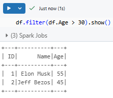 Filtering rows based on conditions - PySpark - PySpark DataFrame - Create PySpark DataFrame - Databricks PySpark - PySpark in Databricks - Databricks and PySpark - PySpark Unique - PySpark Unique Values in Column - PySpark Get Unique Values in Column - PySpark Distinct - PySpark Distinct Values - PySpark Example - PySpark Count Unique - PySpark Count Unique Values in Column - PySpark Count Distinct - PySpark Count Distinct Values in Column - Count Distinct PySpark - Distinct Values - Distinct Values PySpark - PySpark Count Distinct Values - Unique Values - Unique Values Access - Unique Values DataFrame - Unique Values Pandas - Unique Values in a Column - Unique Values in PySpark - Unique Values PySpark - PySpark collect - collect PySpark - collect in PySpark - PySpark show - PySpark groupBy - PySpark orderBy - PySpark count - PySpark dropDuplicates - PySpark to Pandas - Pandas to PySpark DataFrame - Pandas DataFrame to PySpark DataFrame - PySpark DataFrame to Pandas - Pandas Distinct Values - Pandas Distinct Values in Column - Distinct Values Pandas - PySpark Architecture - PySpark Architecture Diagram - Databricks Compute - Databricks Notebook