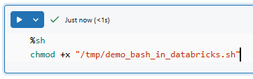 Making the bash script executable - Bash Script - Run Bash Script - Run Bash - Run Bash in Databricks - Bash in Databricks - Databricks Bash - Databricks Bash Commands - Bash File - Run Bash File - Databricks Magic Command - Databricks Notebook Magic Commands - Databricks Shell - Databricks %sh - Databricks sh Command - Databricks run shell command - Databricks Notebook Run Shell Command - Shell Script - run shell script - run sh file - dbutils - Databricks dbutils - dbutils in Databricks - Databricks init script - init scripts - dbfs - dbfs Databricks - Databricks dbfs - Databricks FileStore - Databricks Notebook - Databricks Compute